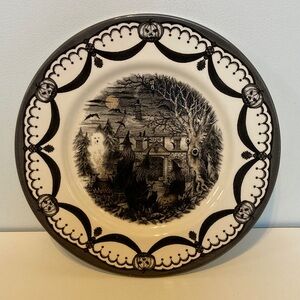Royal Stafford Halloween Witch Coven Pumpkin Black & White Dinner Plate